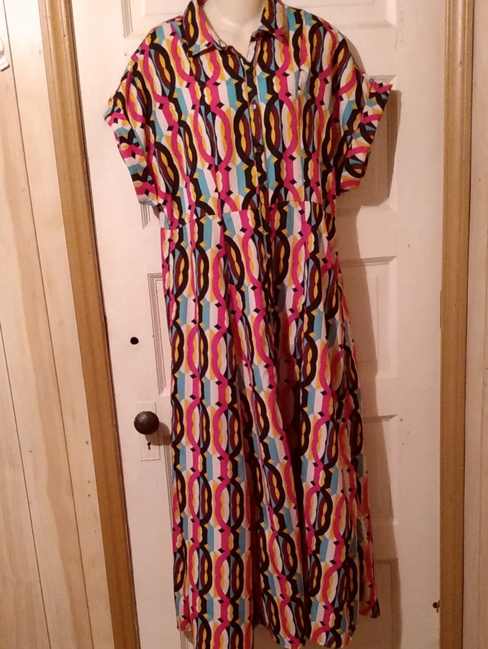 Maximalist Clowncore Dopamine Loud Whimsical Shirt Dress Full Skirt Maxi
